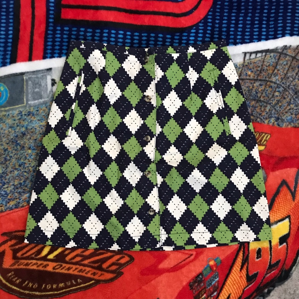 Feruccio Blue Green & White Argyle Mini Skirt 5/6
